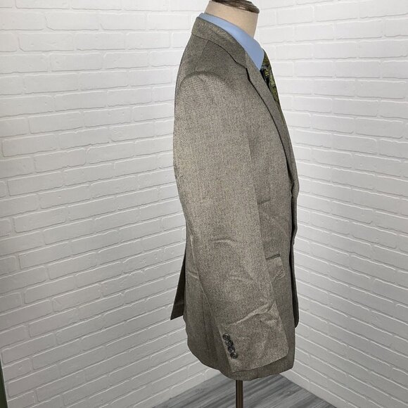 Jos A Bank Blazer Men 40R Brown Herringbone Signature‎ Classic Silk Camel Hair - Picture 5 of 12